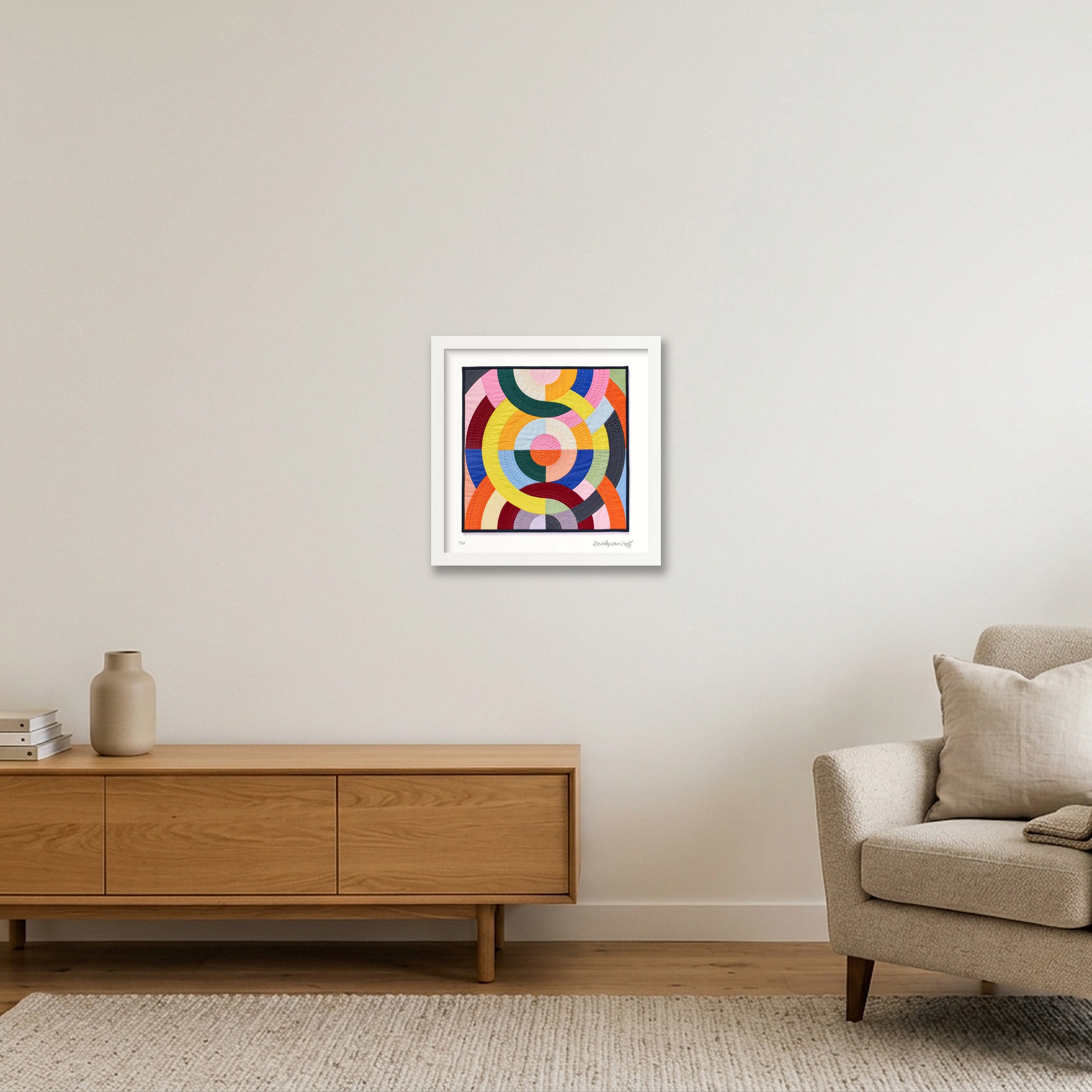 Concentric Grid — 30×30cm, 12×12" White Frame