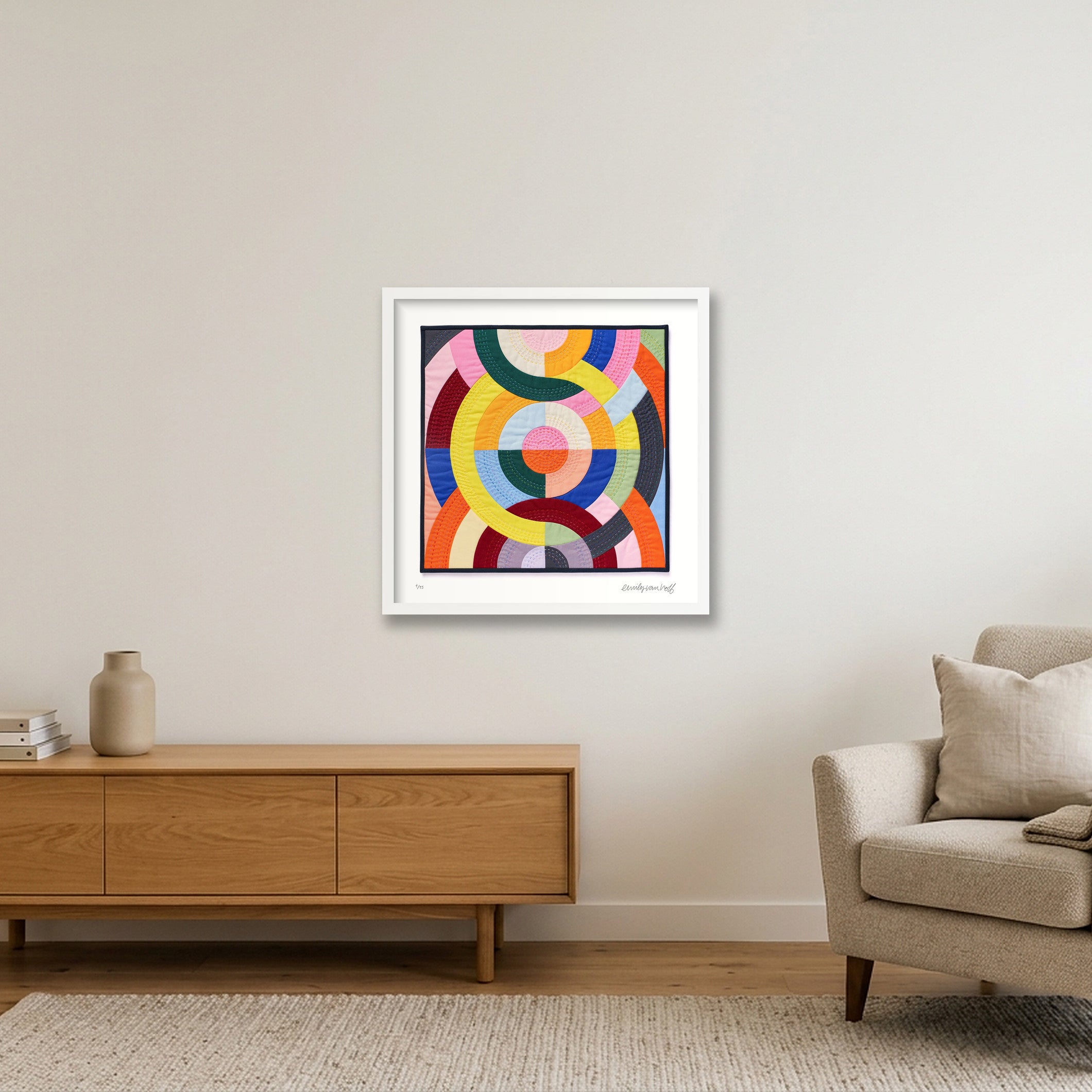 Concentric Grid — 50×50cm, 20×20" White Frame