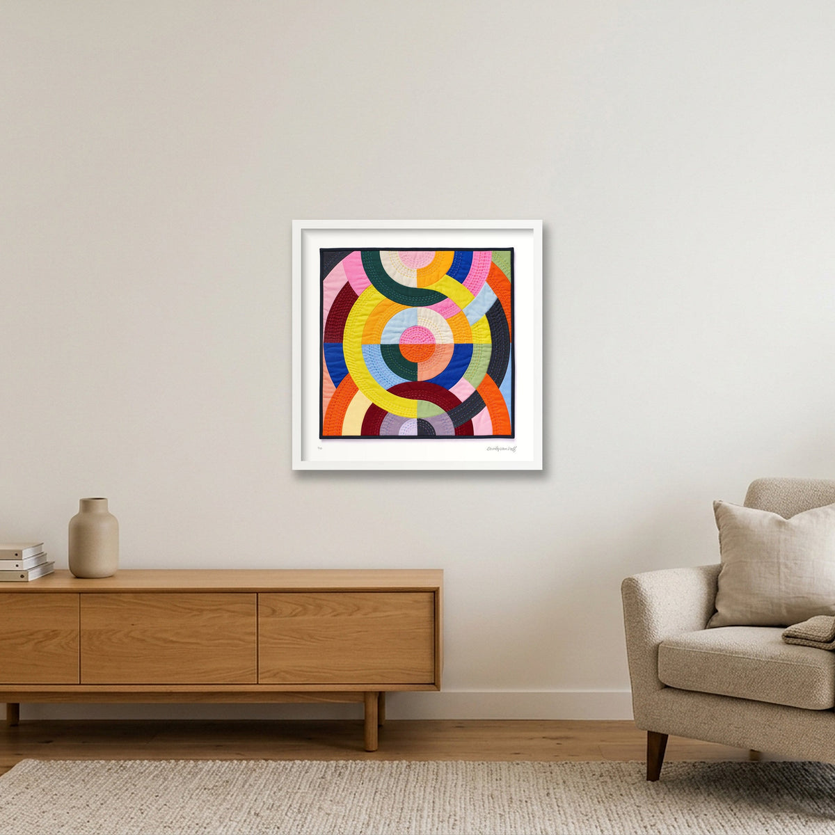 Concentric Grid — 50×50cm, 20×20" White Frame
