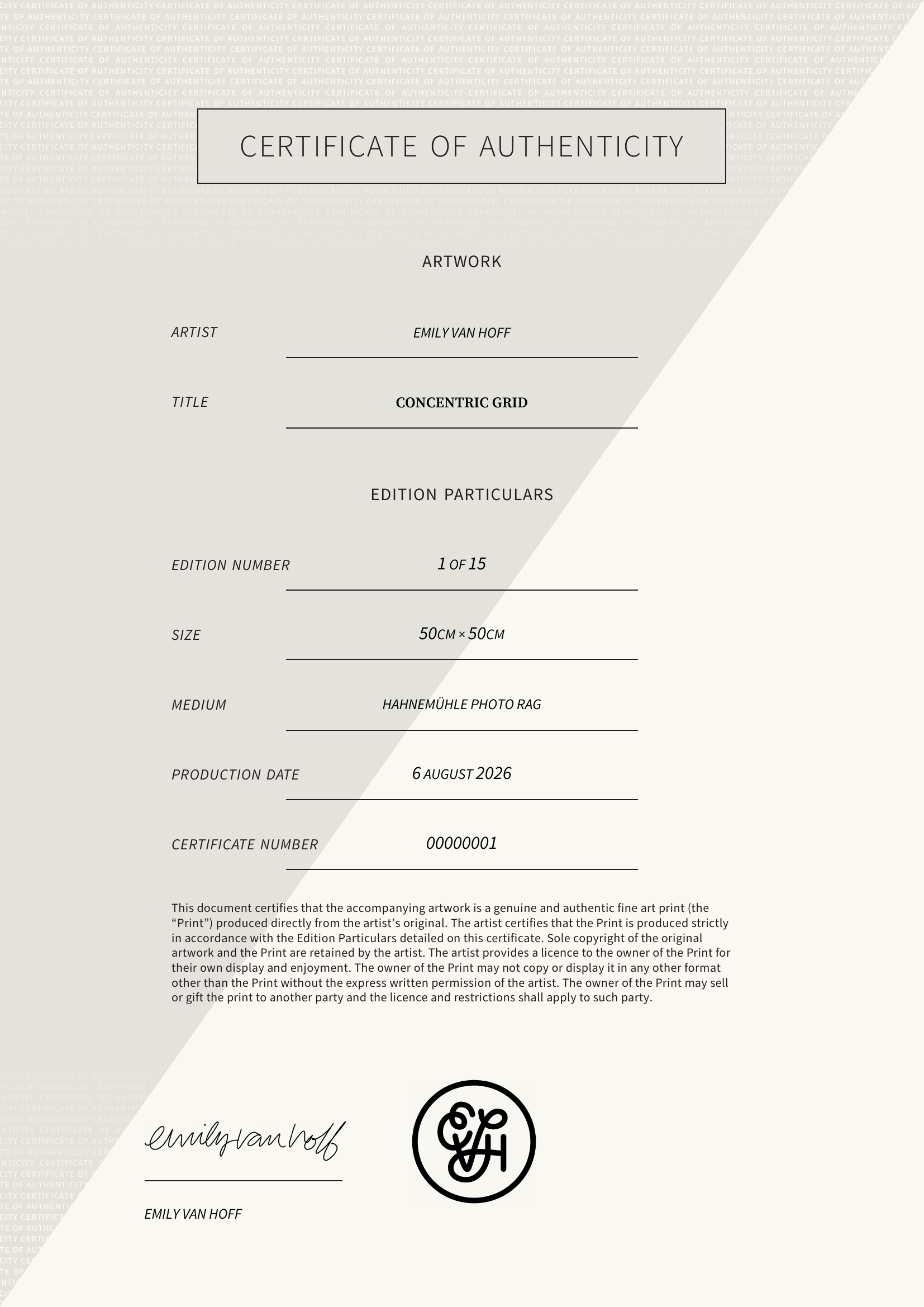 Concentric Grid — Certificate of Authenticity